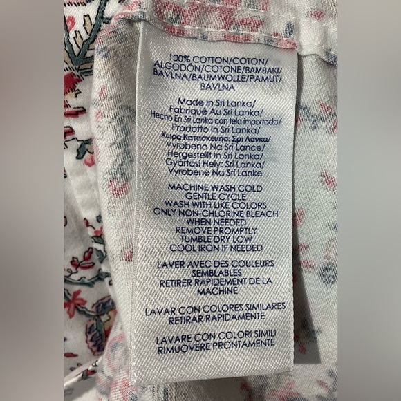 Chaps Woman’s Blouse Size XXL Color White w Floral Print 3/4 Sleeves Button Up - Picture 13 of 13